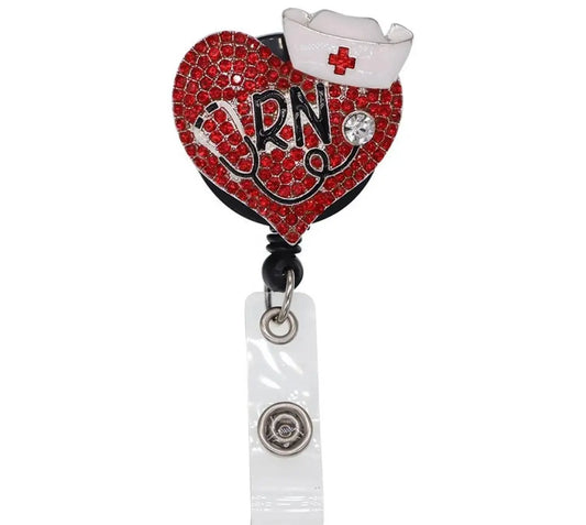Bling Red Heart RN BADGE REELS THE DIVINE SCRUBS BOUTIQUE