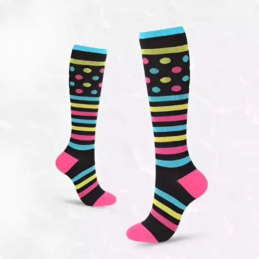 Pokadot and Stripes Multicolors Compression Socks THE DIVINE SCRUBS BOUTIQUE