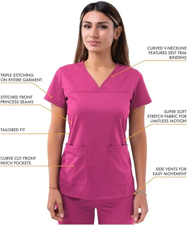 Adar Pro | Women Sweetheart V Neck Scrub Top | The Divine Scrubs Boutique THE DIVINE SCRUBS BOUTIQUE