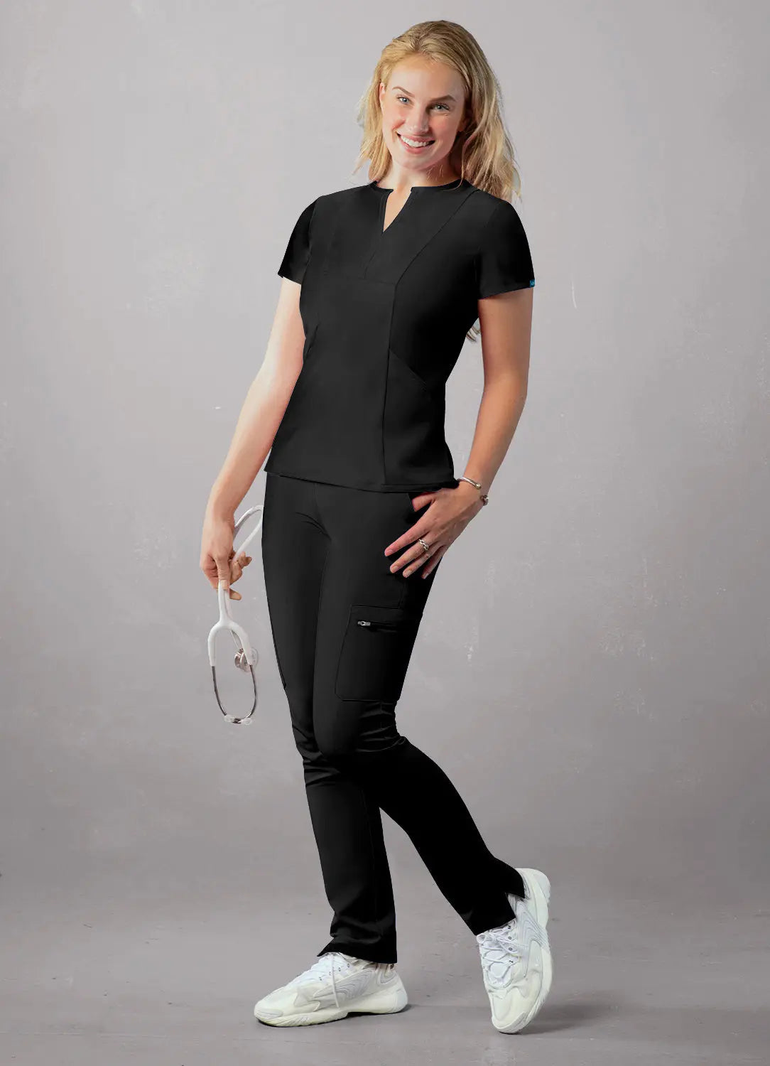 Women’s Notched V-Neck Top THE DIVINE SCRUBS BOUTIQUE